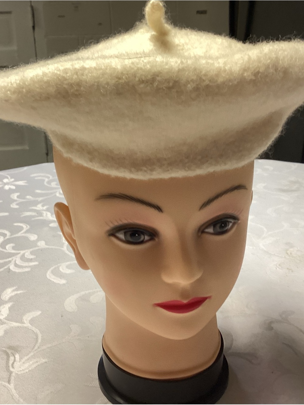 Classic Cream Wool Beret - Women's Accessory